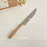  Thìa Dao Dĩa Cán Gỗ Nâu Sáng (Lẻ) 