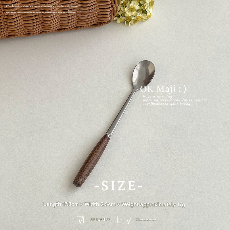  Thìa Cafe Cán Gỗ Nâu Tối 