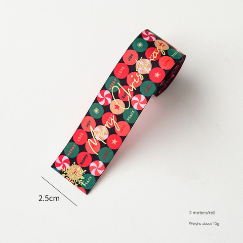  Ruy Băng Merry Christmas Chấm Xanh Đỏ Vàng 