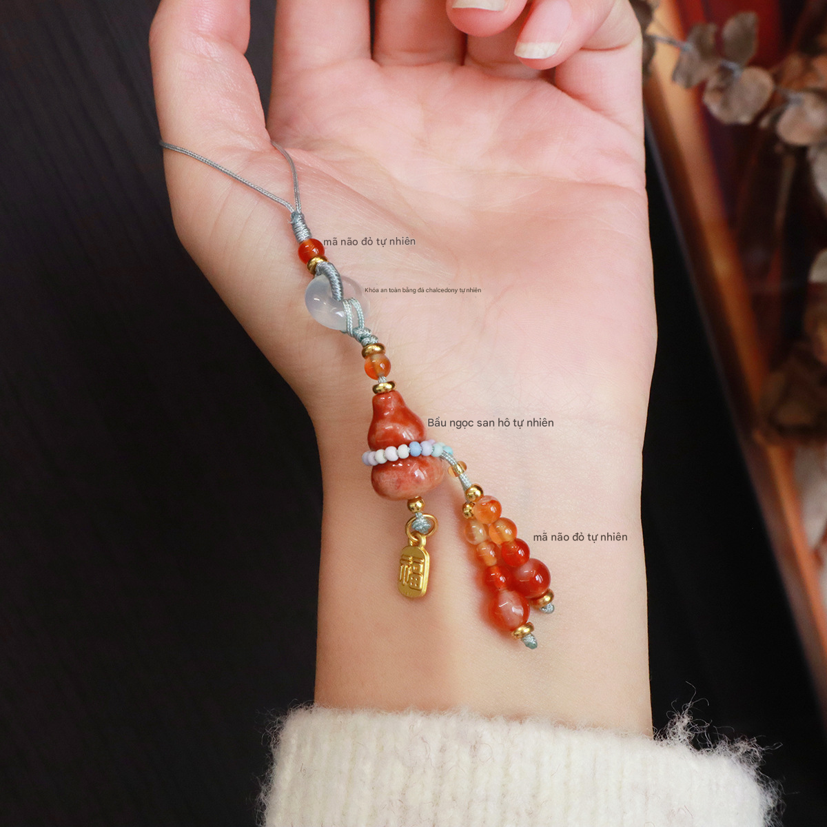  Dây Treo Hồ Lô Đá San Hô Tự Nhiên 