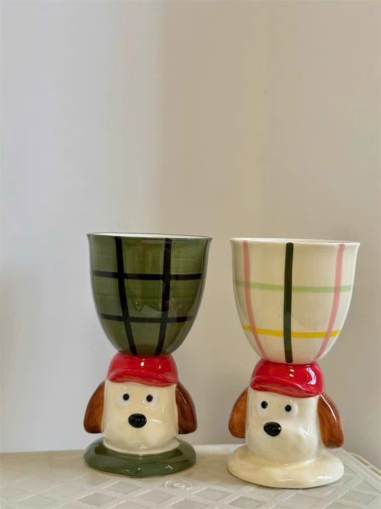  Ly Gốm Cún Mũ Đỏ 