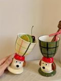  Ly Gốm Cún Mũ Đỏ 