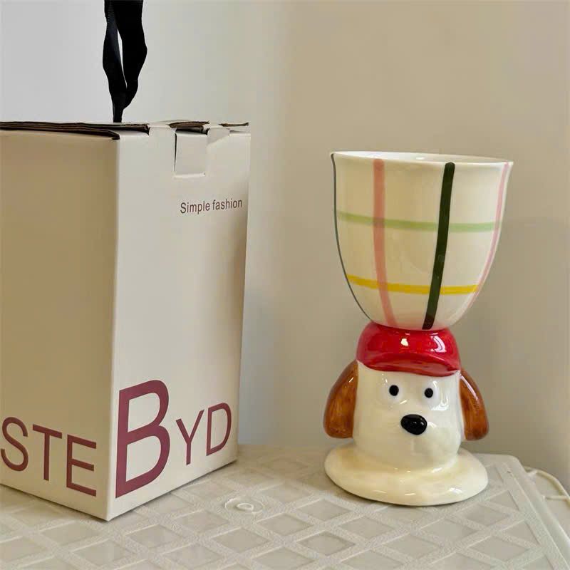  Ly Gốm Cún Mũ Đỏ 