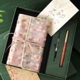  Set Quà Tặng Gấm Hoa (Sổ + Bút Máy Gỗ Đàn Hương) 