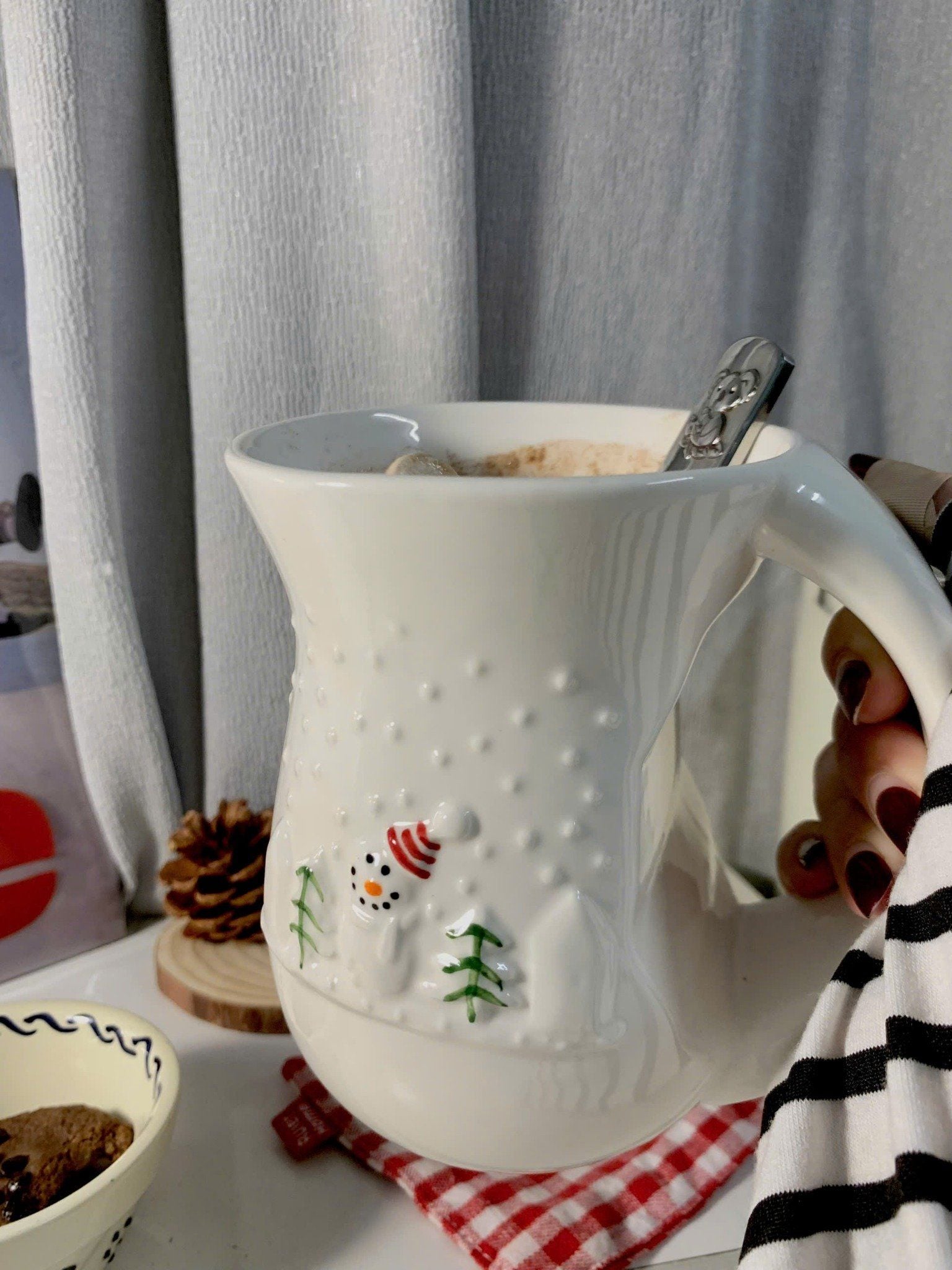  Cốc Gốm Trắng Bụng Bự - Người Tuyết, Cây Thông 