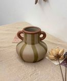  Bình Gốm Vintage Sọc Nâu 