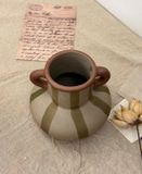  Bình Gốm Vintage Sọc Nâu 