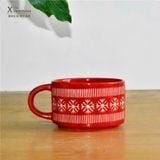  Cốc Gốm Giáng Sinh Đỏ Snowflake 