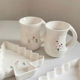  Cốc Gốm Trắng Bụng Bự - Người Tuyết, Cây Thông 