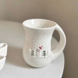  Cốc Gốm Trắng Bụng Bự - Người Tuyết, Cây Thông 