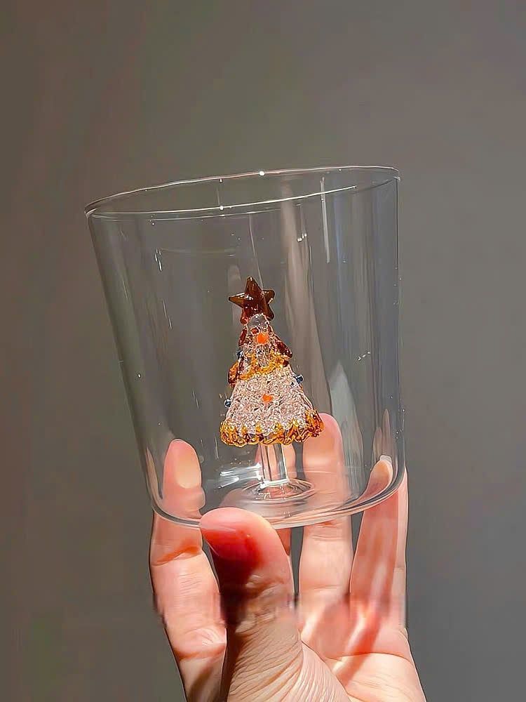  Cốc Thủy Tinh Cây Thông Hồng / Xanh Lá 