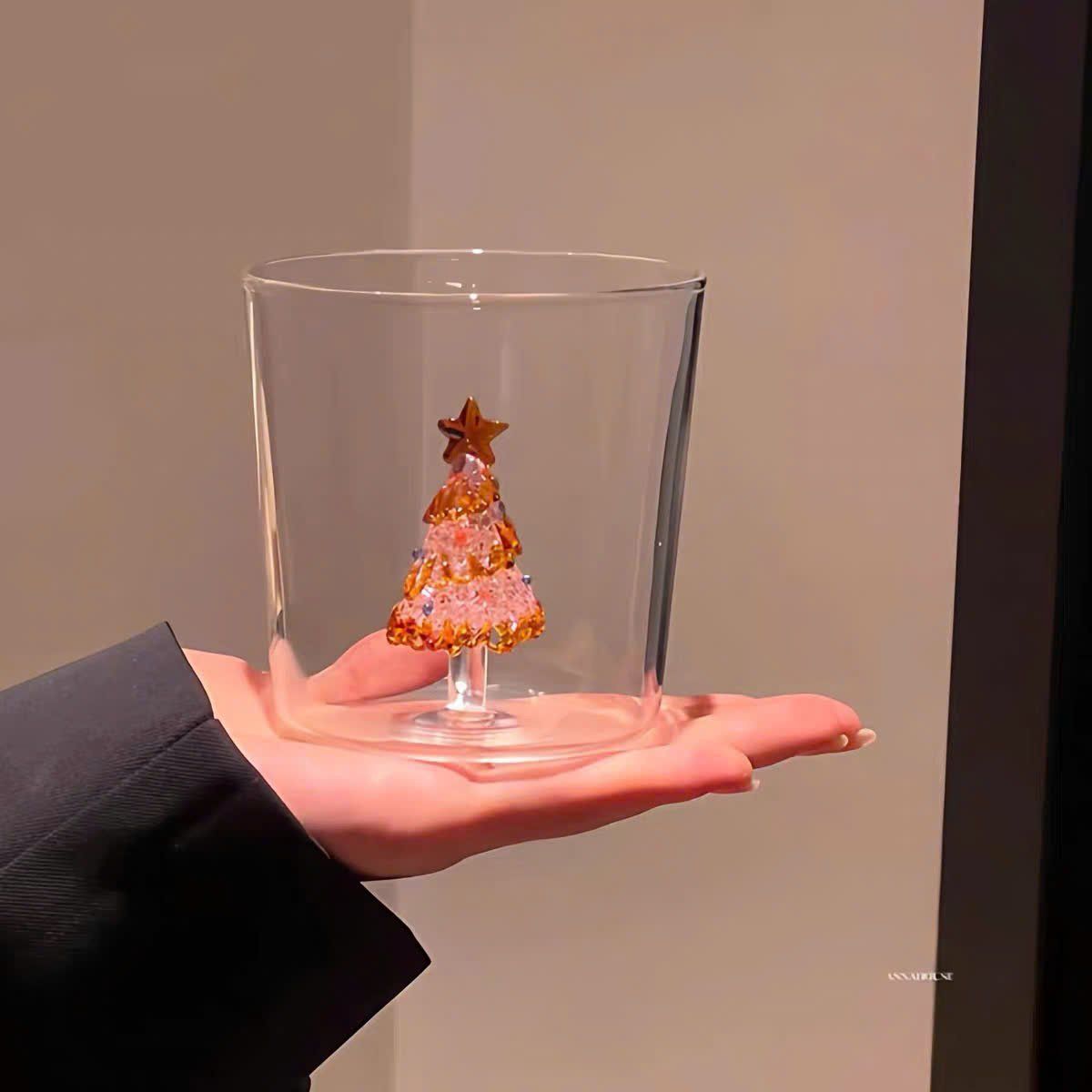  Cốc Thủy Tinh Cây Thông Hồng / Xanh Lá 