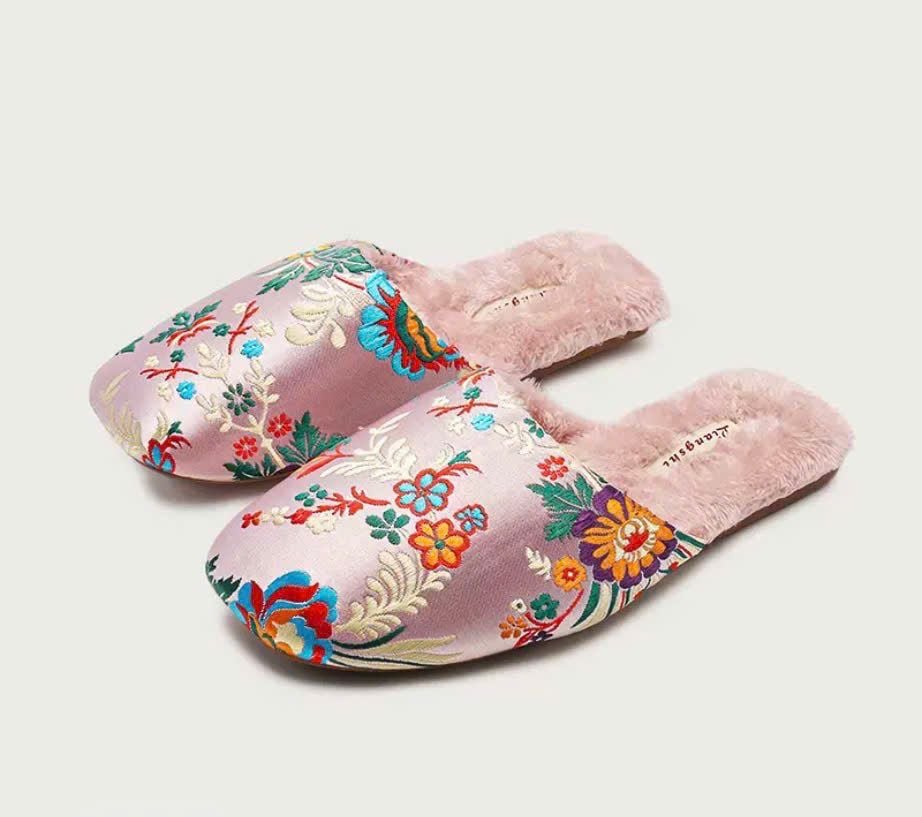  Dép Lụa Gấm Thêu Cozy 