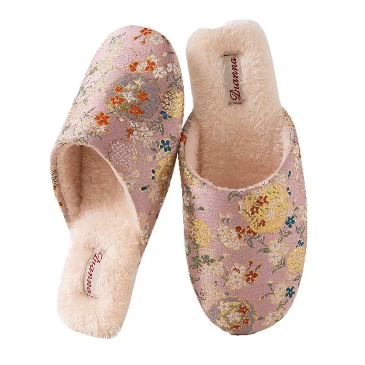  Dép Gấm Thêu Mây Hoa 