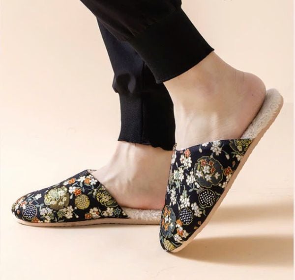  Dép Bông Gấm Hoa Giữ Ấm 