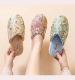  Dép Bông Gấm Hoa Giữ Ấm 