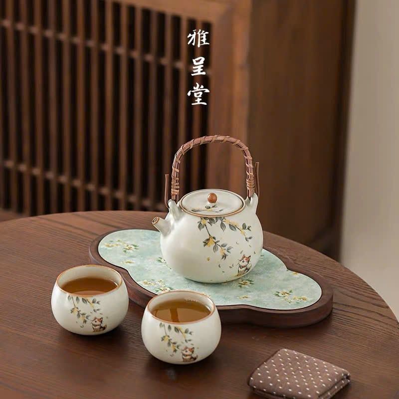  Bộ Ấm Mèo Mộc Lan (Kèm khay Tường Vân) 