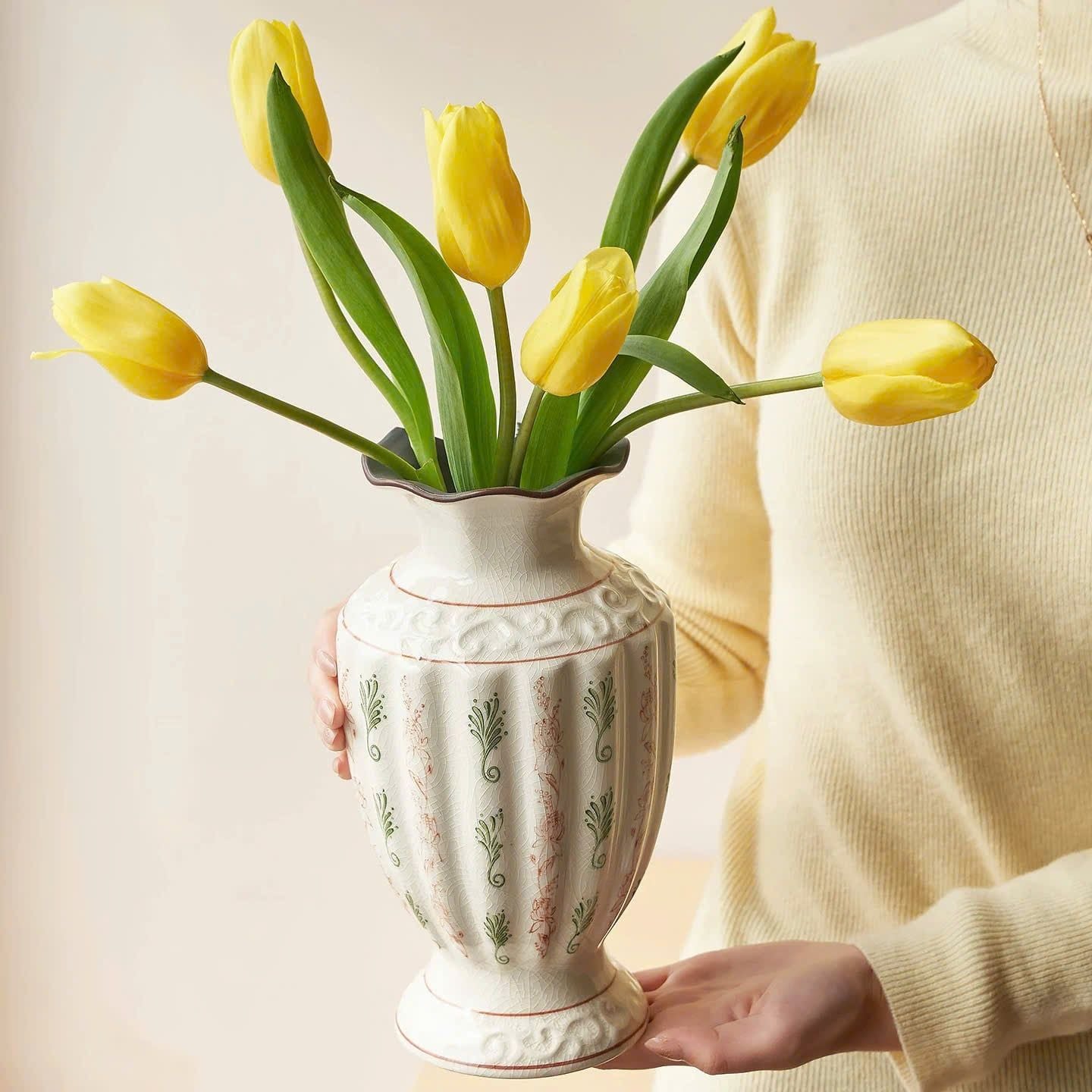  Bình Hoa Sứ Hoạ Tiết Hoa Lá 