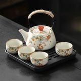  Bộ Ấm Trà Mèo Bên Cây Hồng (Kèm Khay) 