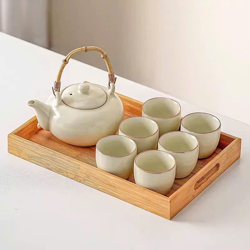  Bộ Ấm Trà Men Ngà Thanh Nhã (Kèm Khay) 