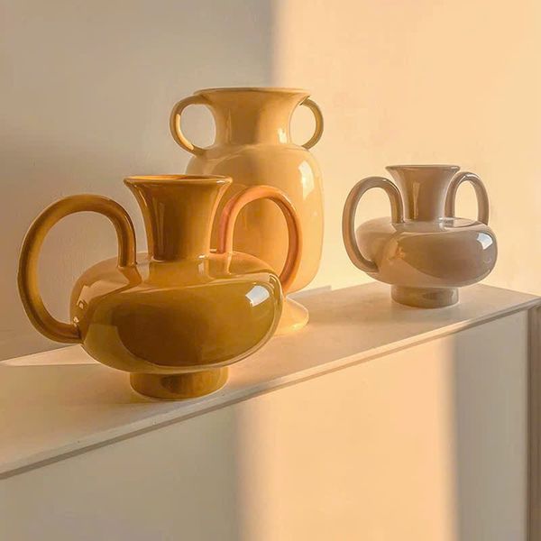  Bình Hoa Gốm Thủ Công Hai Tai 