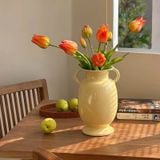  Bình Gốm Trắng Kem Hai Quai 