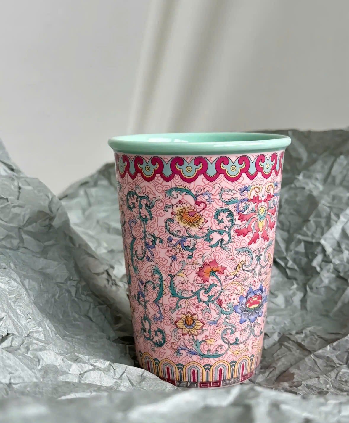  Cốc Hoa Men Ngọc Hồng 