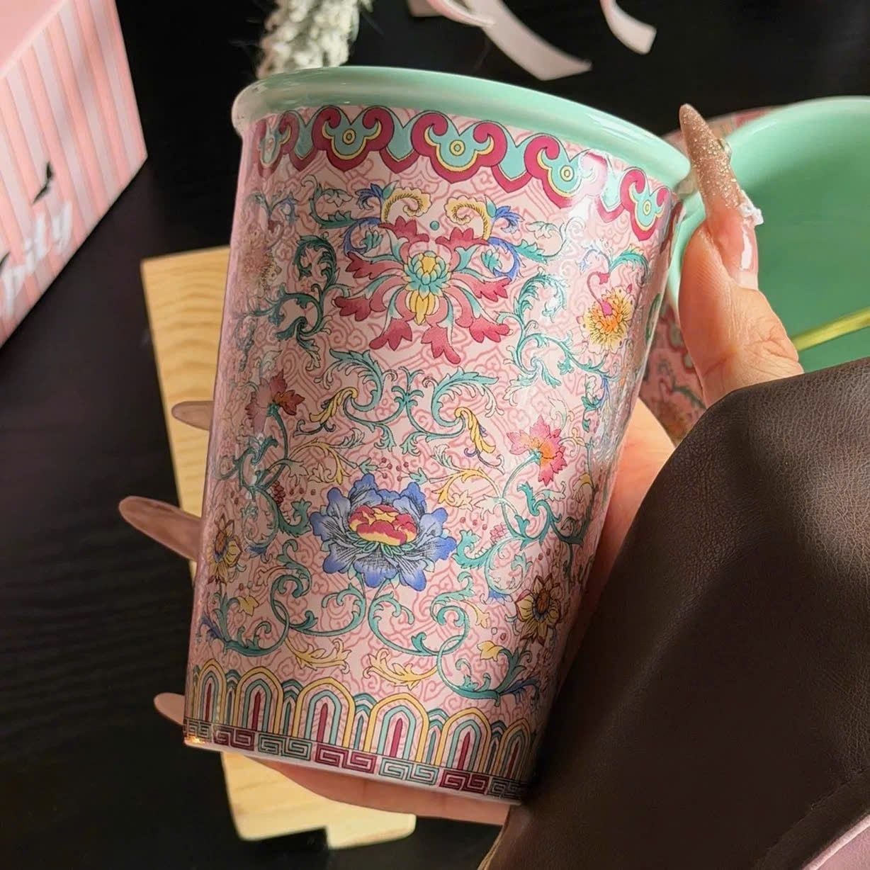  Cốc Hoa Men Ngọc Hồng 