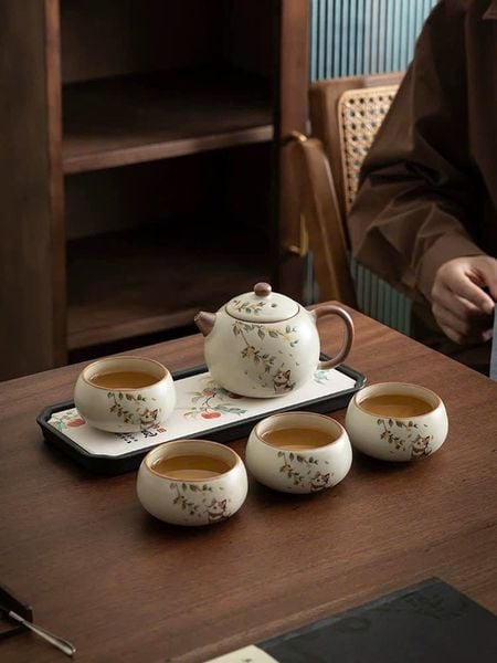  Bộ Ấm Mèo Mộc Lan (kèm hộp gỗ) 