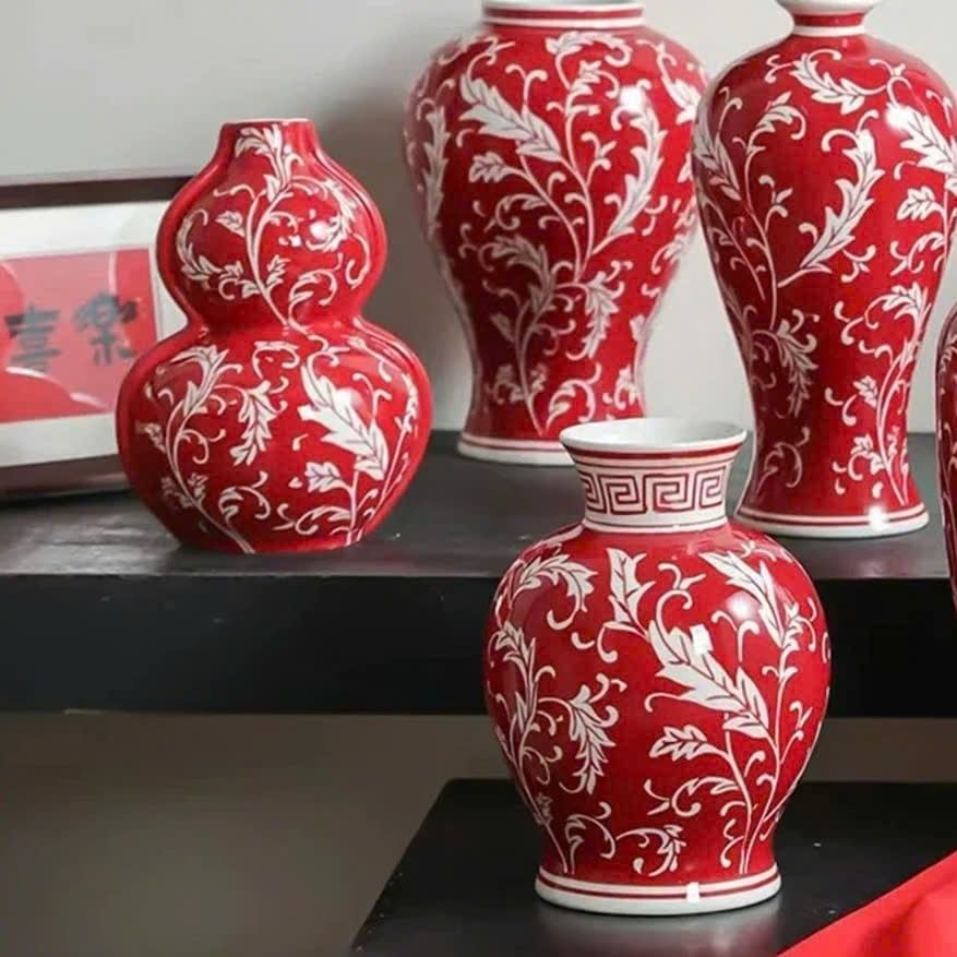  Bình Hoa Gốm Men Lam Trắng 