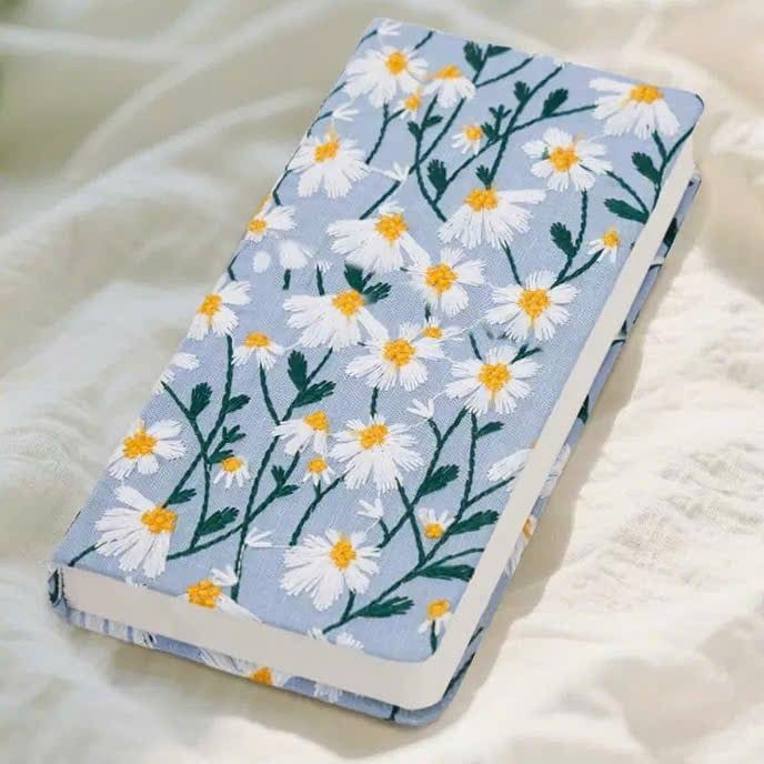  Sổ Tay Bìa Vải Thêu Hoa Lá 
