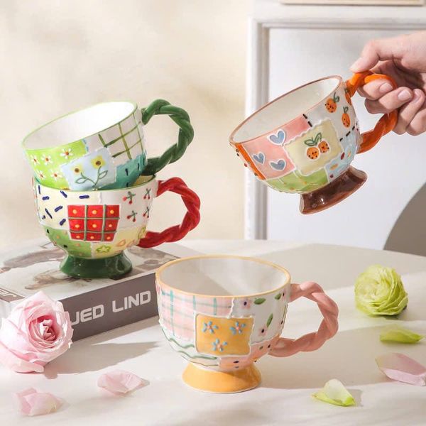  Cốc Gốm Patchwork Bliss Quai Bện 