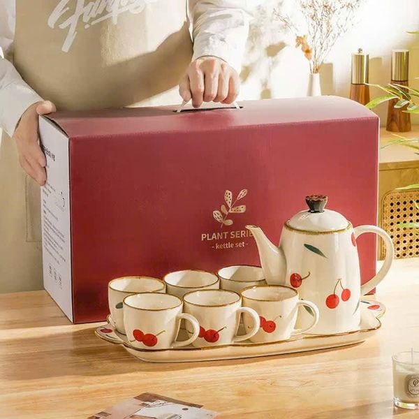  Bộ Ấm Trà Cherry Retro 