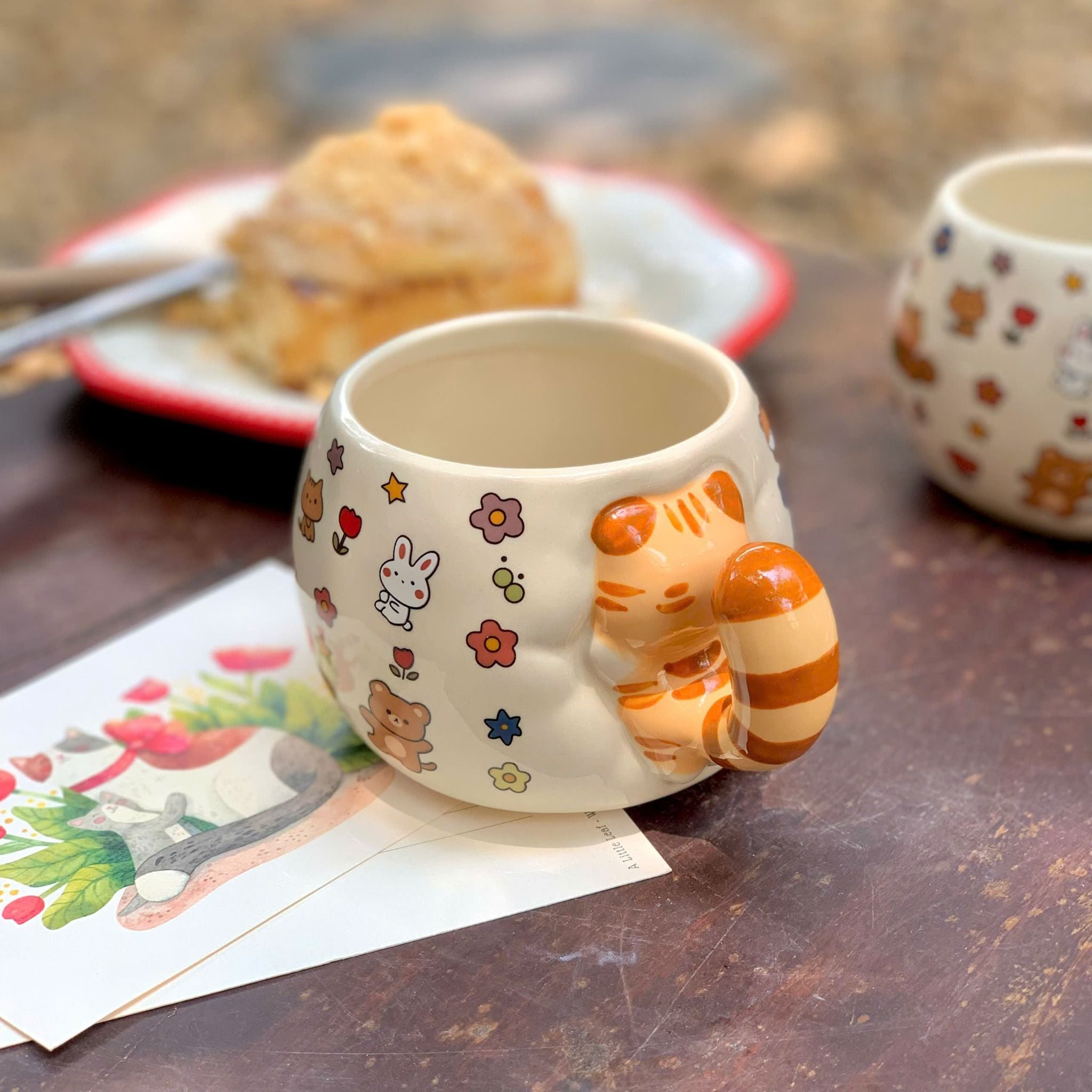  [ORDER] Cốc Gốm Mèo Ôm Hoa 
