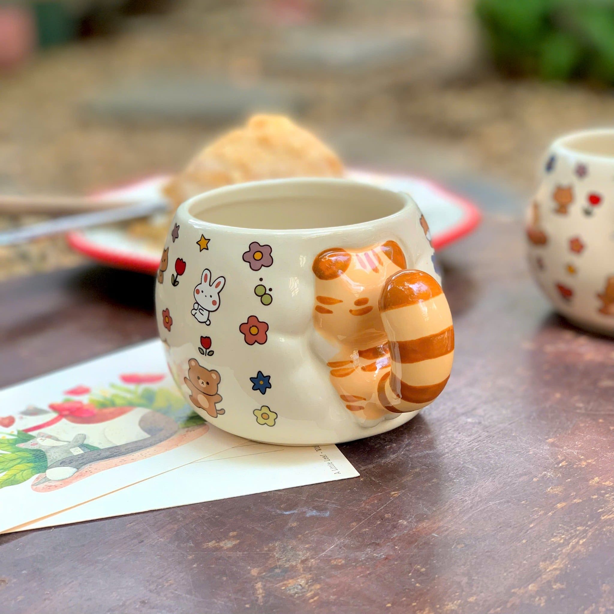 [ORDER] Cốc Gốm Mèo Ôm Hoa 