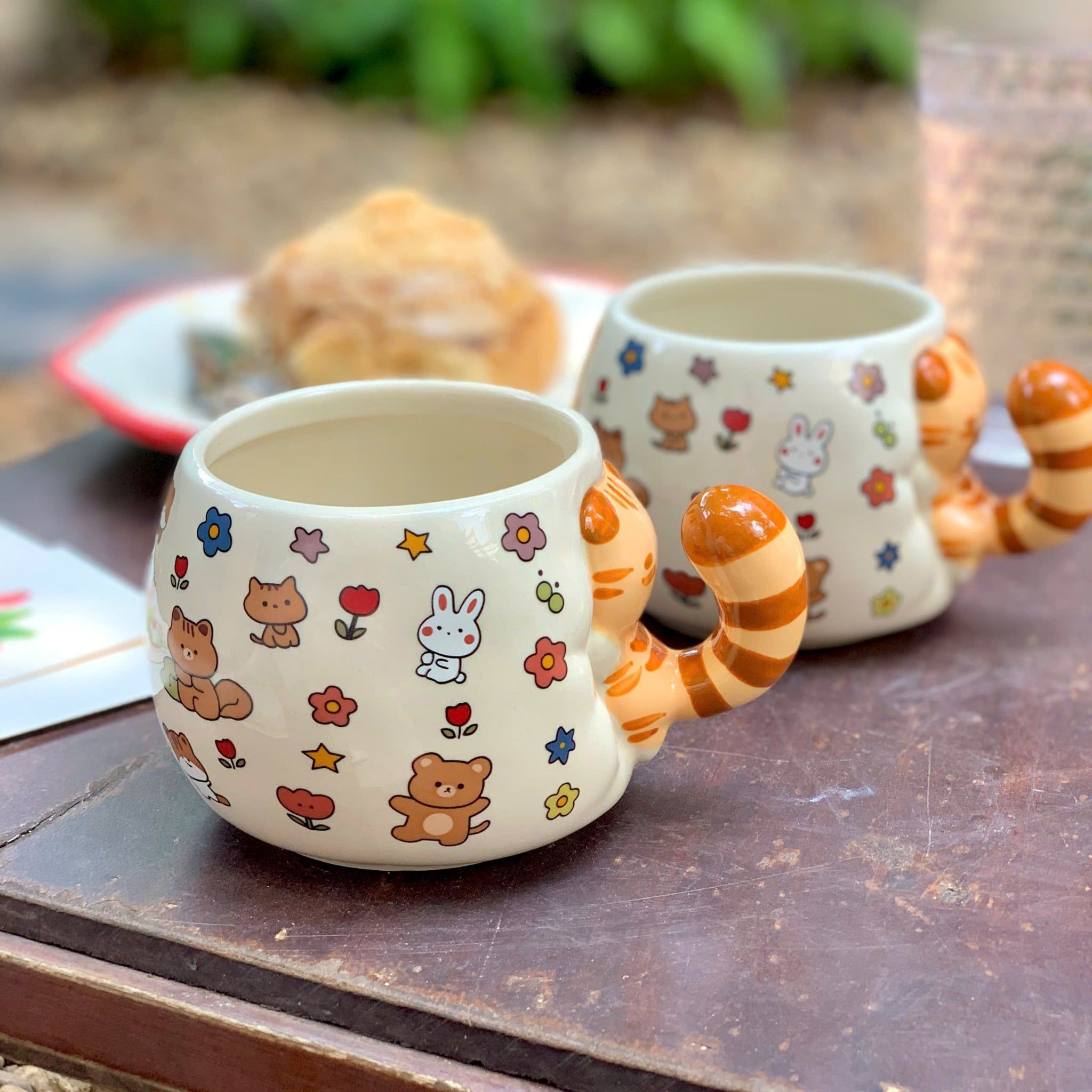  [ORDER] Cốc Gốm Mèo Ôm Hoa 