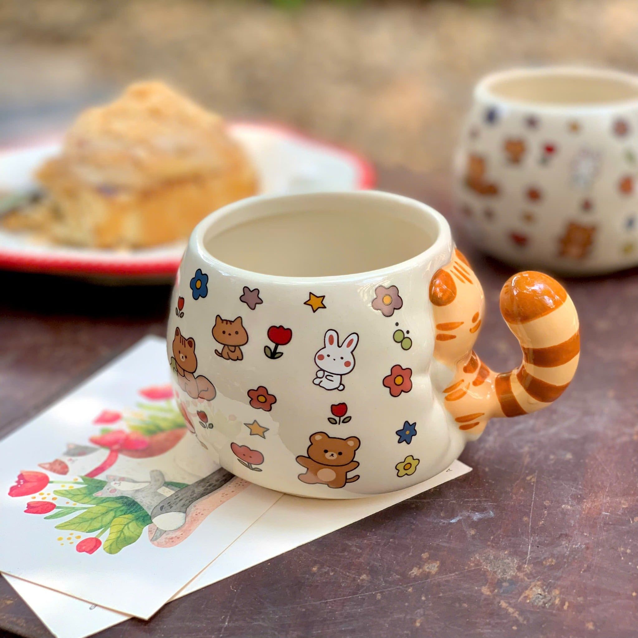  [ORDER] Cốc Gốm Mèo Ôm Hoa 