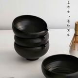  Bát Chawan Gốm Đen Wabi-sabi 