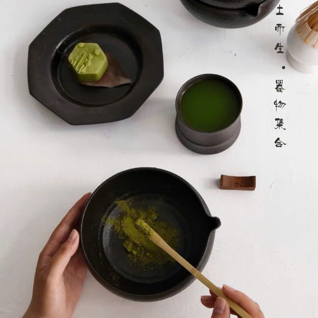  Bát Chawan Gốm Đen Wabi-sabi 