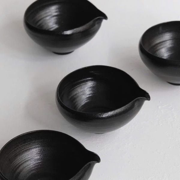 Bát Chawan Gốm Đen Wabi-sabi 