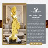 Tượng Cô gái Việt Nam mặc áo dài mạ vàng