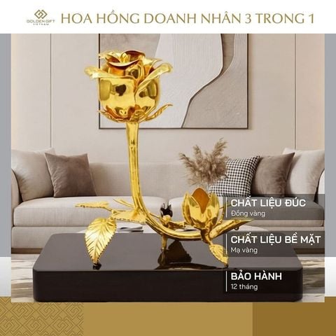 Bông Hoa Hồng vàng doanh nhân 3 trong 1