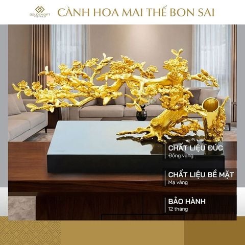 Cành Hoa Mai thế bonsai 2 in 1 mạ vàng