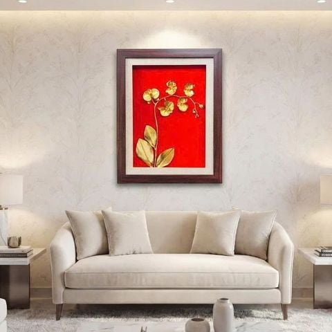 Tranh Hoa Lan Mạ Vàng
