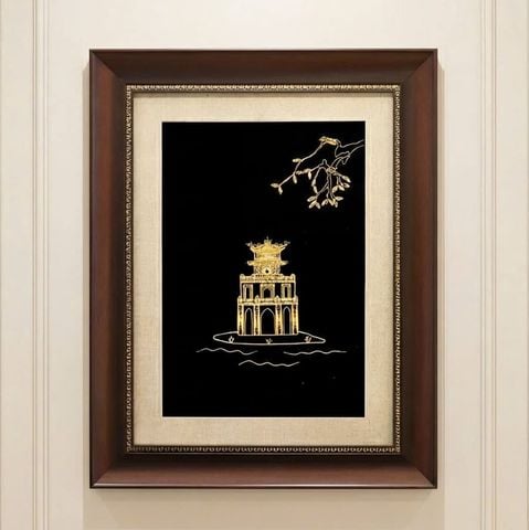 Tranh Tháp Rùa Mạ Vàng