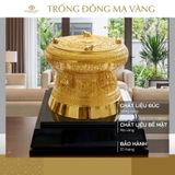 Trống Đồng Đông Sơn mạ vàng F25 - Size 25 x 22cm