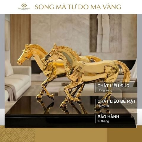 Tượng Song Mã Tự Do Mạ Vàng
