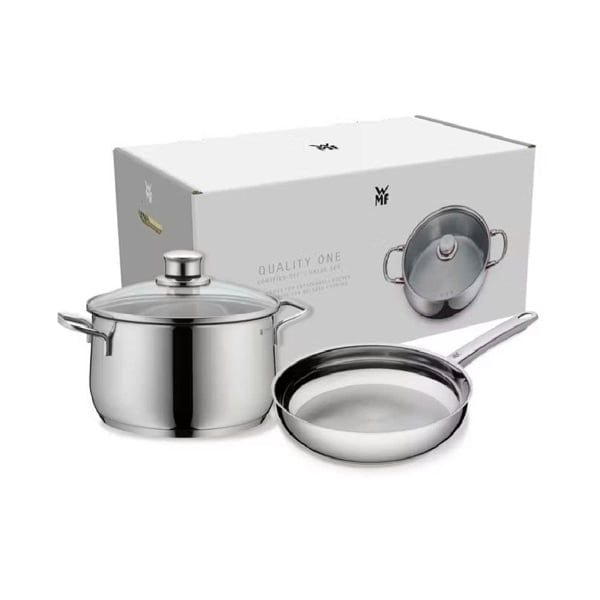 Bộ Nồi Chảo WMF Diadem Plus 2 Món – Nồi 20cm + Chảo Thép 24cm – Cromargan 18/10 – Đáy TransTherm® – Dùng Mọi Loại Bếp