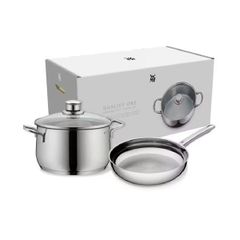 Bộ Nồi Chảo WMF Diadem Plus 2 Món – Nồi 20cm + Chảo Thép 24cm – Cromargan 18/10 – Đáy TransTherm® – Dùng Mọi Loại Bếp