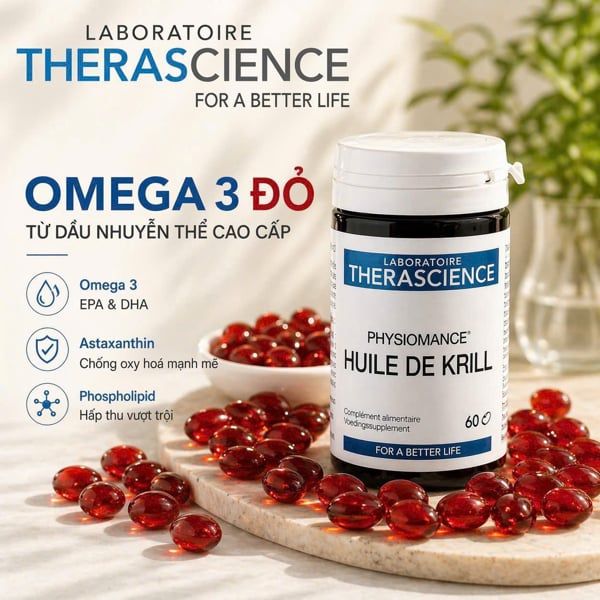 Dầu nhuyễn thể Therascience Physiomance Huile de Krill 60 viên – Omega 3 hấp thu vượt trội từ Phospholipid